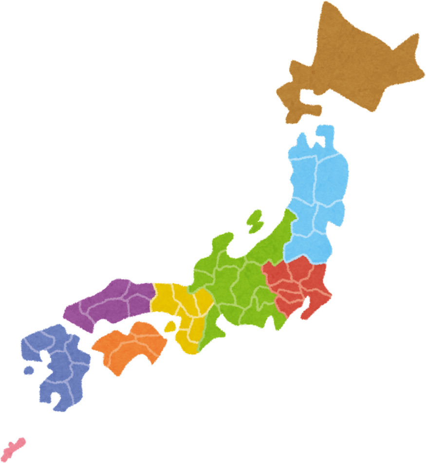 Color-Coded Map of Japan Illustration